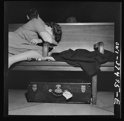 Cincinnati, Ohio. A passenger in the Greyhound bus terminal