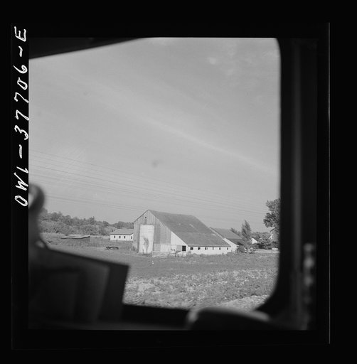 A rural landscape as seen from a bus between Chicago, Illinois and Cincinnati, Ohio