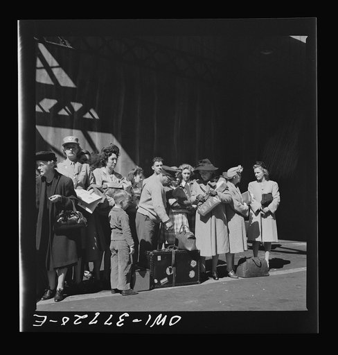 Indianapolis, Indiana. Bus passengers in the Greyhound terminal
