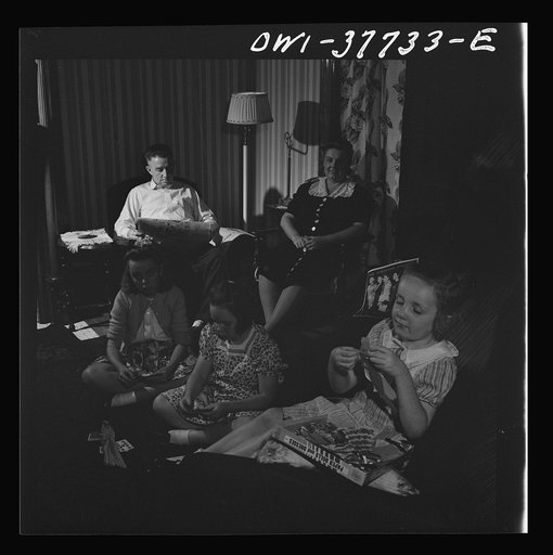 Untitled photo, possibly related to: Cincinnati, Ohio. Mr. Bernard Cochran, a Greyhound bus driver, and his family at home