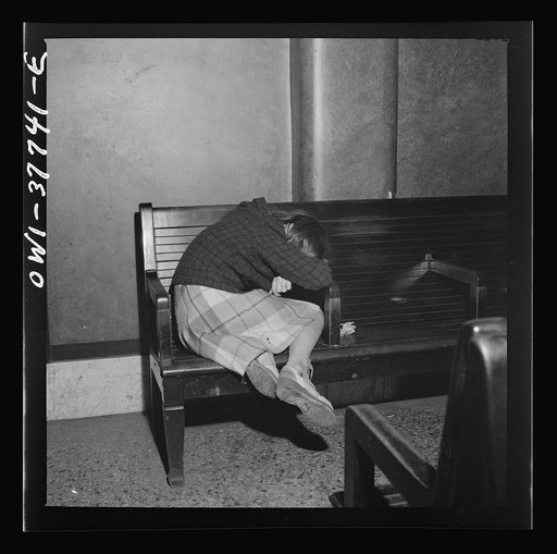 Indianapolis, Indiana. The waiting room of the Greyhound bus terminal at 5:30 a.m.