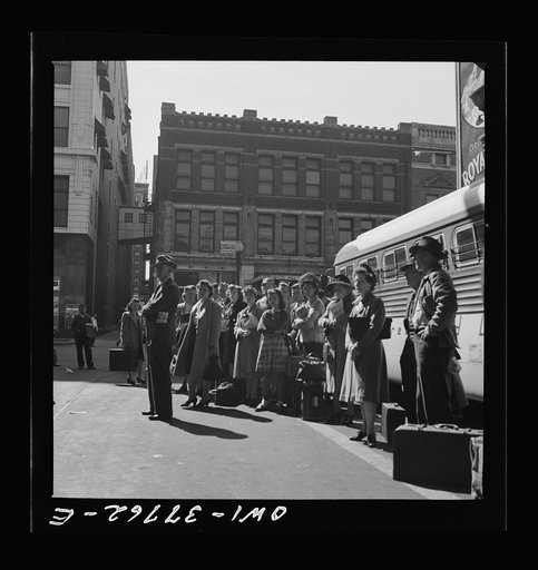 Indianapolis, Indiana. Passengers waiting for a bus at the Greyhound bus station