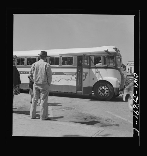 A Greyhound bus trip from Louisville, Kentucky, to Memphis, Tennessee, and the terminals. Passenger on Greyhound bus. She is moving from Ohio to California and chose the bus so she could see more scenery, but is disappointed in the hills of Tennessee