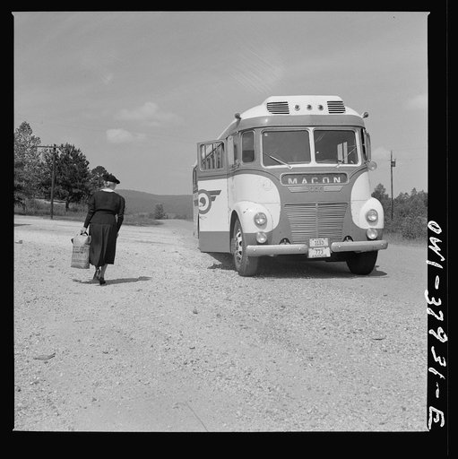 A Greyhound bus trip from Louisville, Kentucky, to Memphis, Tennessee, and the terminals. Hailing a Macon-bound bus on the highway in Georgia