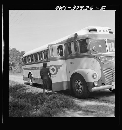A Greyhound bus trip from Louisville, Kentucky, to Memphis, Tennessee, and the terminals. Hailing a Macon-bound bus on the highway in Georgia