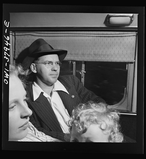 A Greyhound bus trip from Louisville, Kentucky, to Memphis, Tennessee, and the terminals. Defense worker, returning from Detroit to Tennessee for a vacation. Louisville-Nashville bus