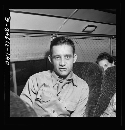 A Greyhound bus trip from Louisville, Kentucky, to Memphis, Tennessee, and the terminals. Soldier on the way to a hospital in Memphis-Louisville, Nashville bus