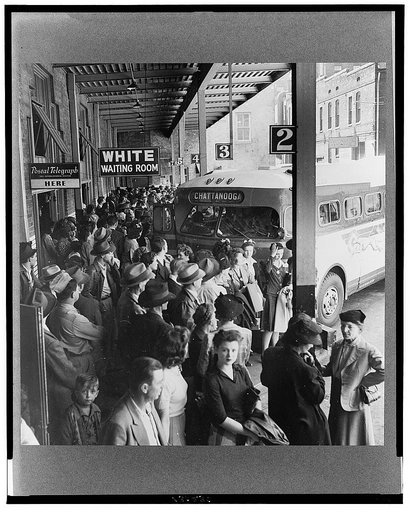 A Greyhound bus trip from Louisville, Kentucky, to Memphis, Tennessee, and the terminals. Waiting for the bus at the Memphis terminal