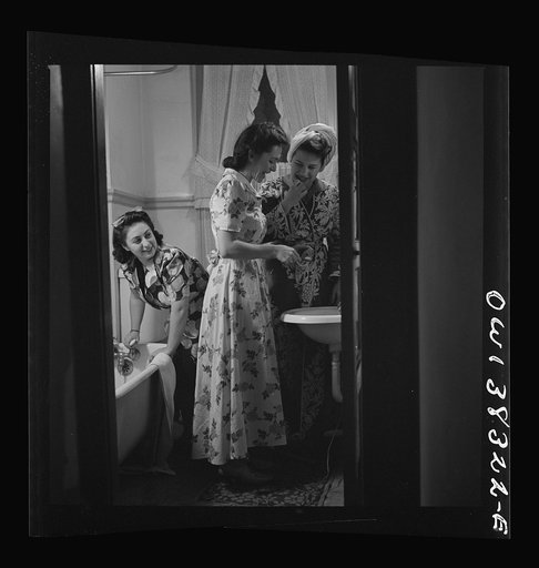 Washington, D.C. Those who are not too modest save time by tripling up in the use of the boardinghouse bathroom