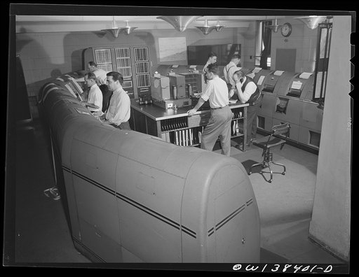 Washington, D.C. The U.S. Weather Bureau station at the National Airport. The Civil Aeronautics Communication station where observations and weather forecasts from all sections of the country are received and transmitted over land line teletype circuits