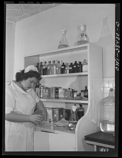 Washington, D.C. Eleanor Jefferis, a student at Woodrow Wilson High School, is a nurse's aide at emergency hospital. During the summer, she put in an eight hour day, six days a week, and while school is in session, she works on weekends