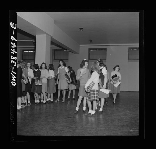 Washington, D.C. Students waiting in line for a dental examination at Woodrow Wilson High School