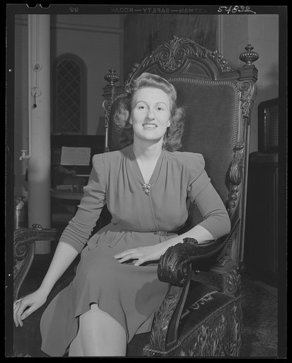 Washington, D.C. A portrait of Miss Marian Squire, of Yampa, Colorado, who does secretarial work at the Office of Price Administration (OPA), is treasurer of the Walsh Club for war workers, located at 1523 22nd Street, N.W.