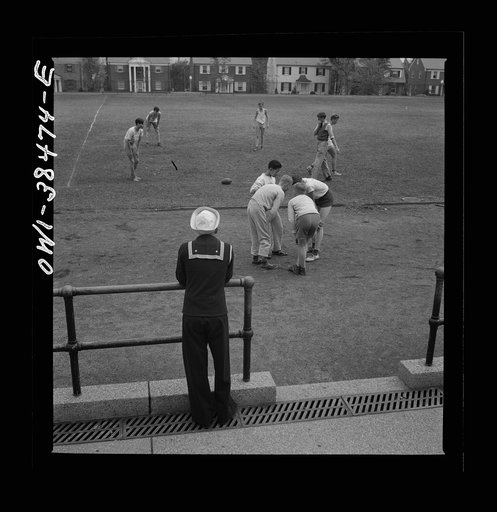 Washington, D.C. A sailor who graduated in June, home on his first leave visiting at Woodrow Wilson High School