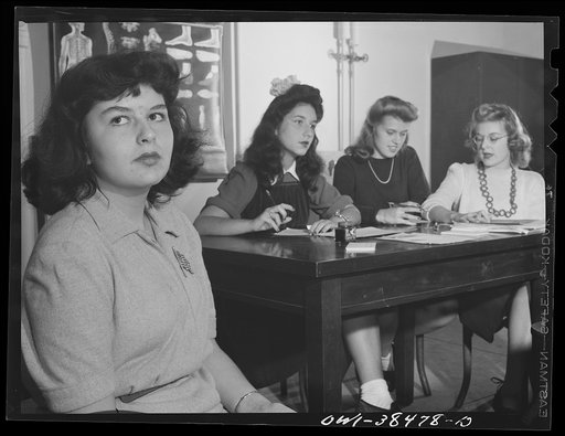 Washington, D.C. In a health education class, students in turn submit their personality problems to a panel, which leads a class discussion. The girl in the foreground is the subject of discussion. Woodrow Wilson High School