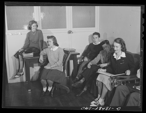 Washington, D.C. Walter Spangenberg at a meeting of student council is a member from one of the houses into which Woodrow Wilson High School is divided