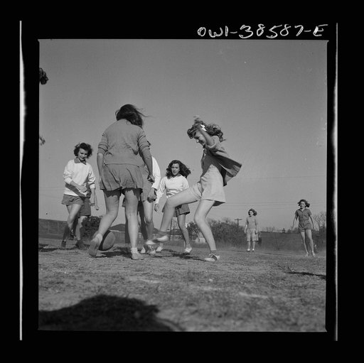 Washington, D.C. Playing soccer in a physical education class at Woodrow Wilson High School
