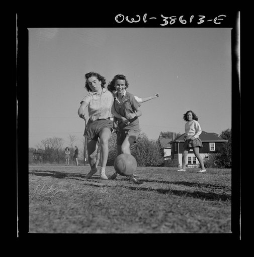 Washington, D.C. Playing soccer in a physical education class at Woodrow Wilson High School