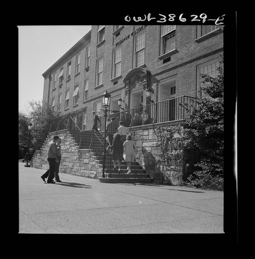 Washington, D.C. Students entering the school building at Woodrow Wilson High School