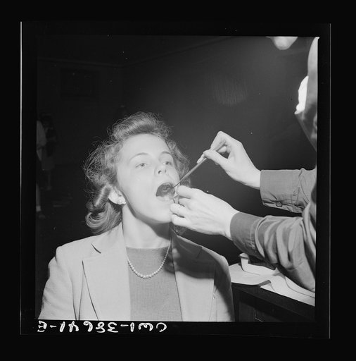 Washington, D.C. Examining students' teeth, an annual procedure at Wilson High School