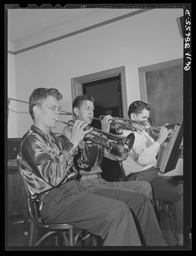 Washington, D.C. Members of the Woodrow Wilson High School orchestra at rehearsal