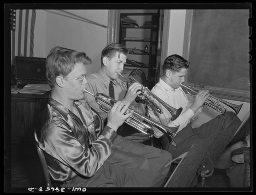 Washington, D.C. Members of the Woodrow Wilson High School orchestra at rehearsal