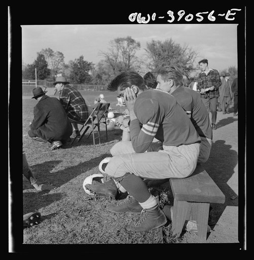 Washington, D.C. A member of the football team during a game at Woodrow Wilson High School