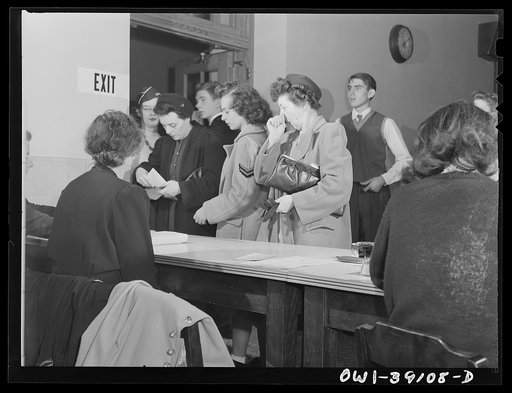 Washington, D.C. Mrs. Mary Spangler, Woodrow Wilson High School teacher, issuing ration books