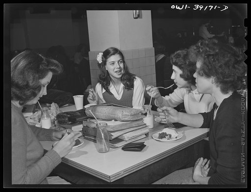 Washington, D.C. Eating lunch in the cafeteria at Woodrow Wilson High School