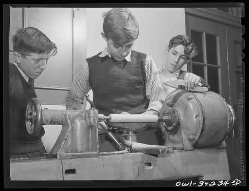 Washington, D.C. Working in the wood shop at Woodrow Wilson High School