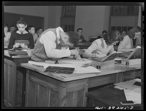 Washington, D.C. A section of a mechanical drawing class at Woodrow Wilson High School