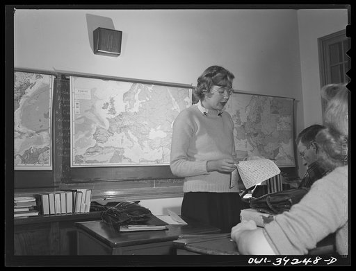 Washington, D.C. A student giving an oral report in a geography class at Woodrow Wilson High School