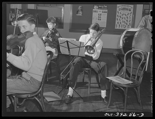 Washington, D.C. The school orchestra rehearsing at Woodrow Wilson High School