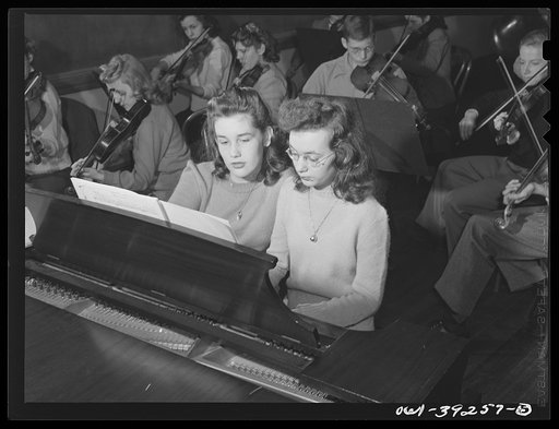 Washington, D.C. The school orchestra rehearsing at Woodrow Wilson High School