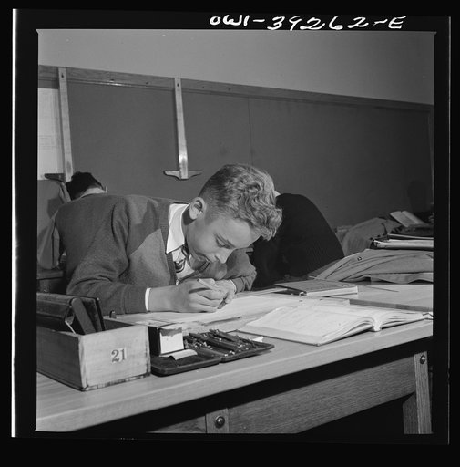 Washington, D.C. A mechanical drawing class at Woodrow Wilson High School