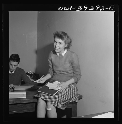 Washington, D.C. Sally Dessez, the editor of the Woodrow Wilson High School yearbook, at work in the publications office