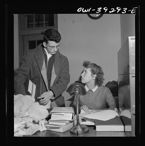 Washington, D.C. Sally Dessez, the editor of the Woodrow Wilson High School yearbook, at work in the publications office