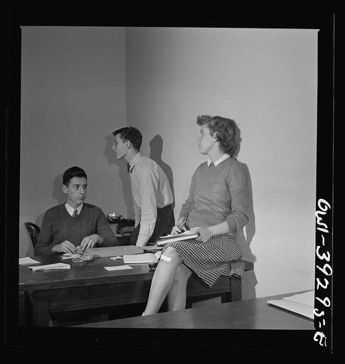 Washington, D.C. Sally Dessez, the editor of the Woodrow Wilson High School yearbook, at work in the publications office