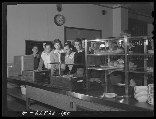 Washington, D.C. The boys in the cafeteria line at Woodrow Wilson High School