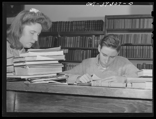 Untitled photo, possibly related to: Washington, D.C. In the library at the Woodrow Wilson High School