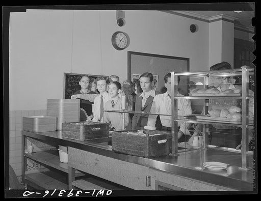 Washington, D.C. The boys' line in the cafeteria at Woodrow Wilson High School