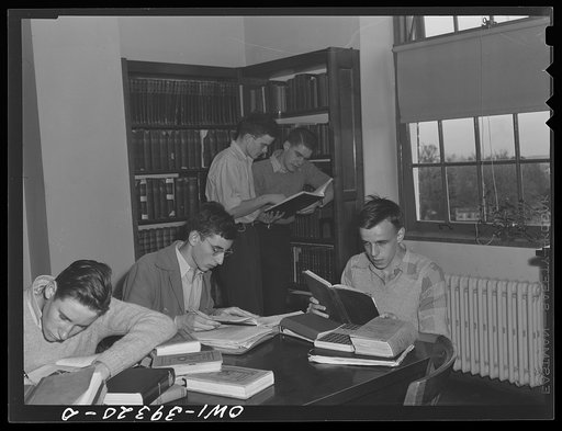 Untitled photo, possibly related to: Washington, D.C. In the school library at Woodrow Wilson High School