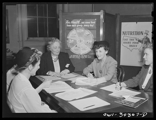 Untitled photo, possibly related to: Washington, D.C. Mrs. Mary Spangler, Woodrow Wilson High School teacher, attending a meeting with teachers from other city schools