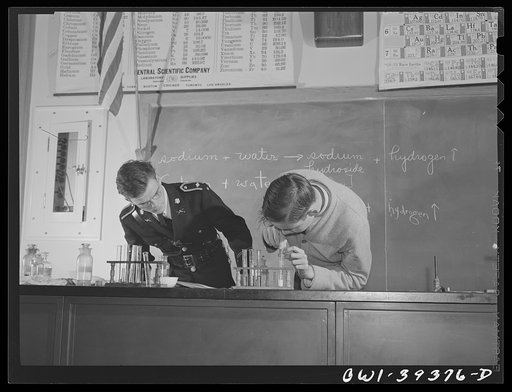 Washington, D.C. Chemistry students performing a class demonstration at Woodrow Wilson High School