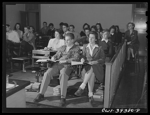 Washington, D.C. A chemistry class at Woodrow Wilson High School watching a student demonstration