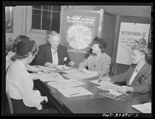 Untitled photo, possibly related to: Washington, D.C. Mrs. Mary Spangler, Woodrow Wilson High School teacher, attending a meeting with teachers from other city schools