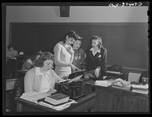 Washington, D.C. A class in the use of business machines at the Woodrow Wilson High School