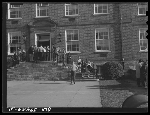 Washington, D.C. Woodrow Wilson High School students leaving the building at the end of the school day
