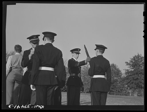 Washington, D.C. Walter Spangenberg, a captain in the cadets at Woodrow Wilson High School, drilling his company