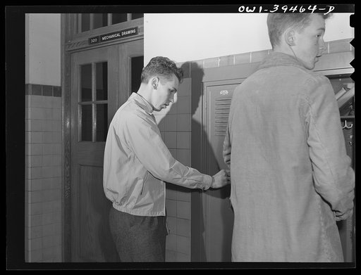 Washington, D.C. Walter Spangenberg at his locker at Woodrow Wilson High School
